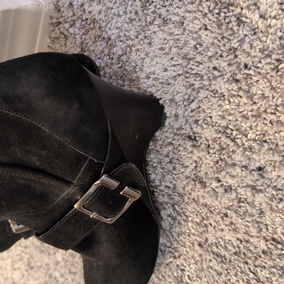 Naughty Monkey Black Suede Heeled Boots with Buckles - Picture 4 of 8